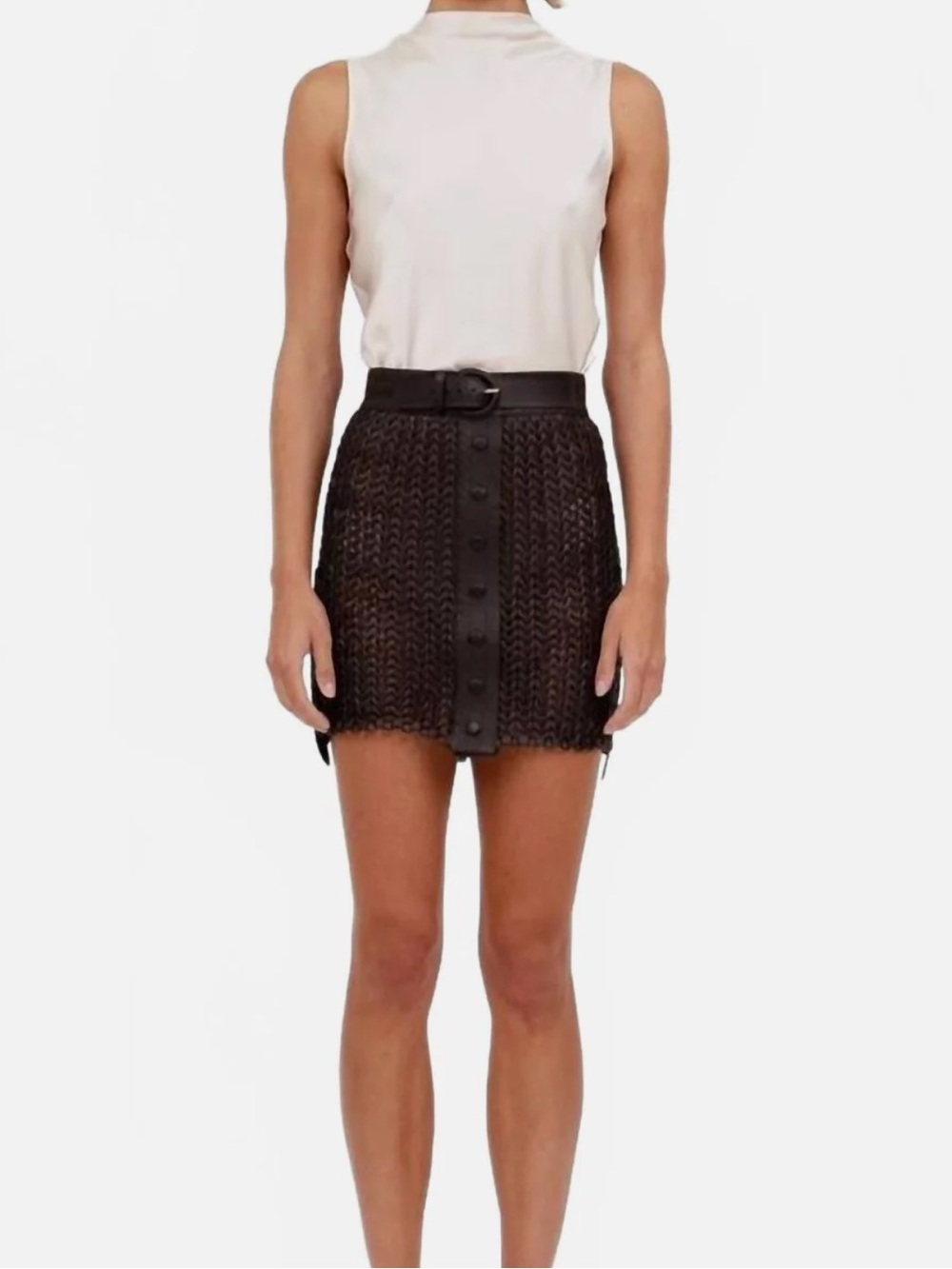 NONchalant Chocolate Leather Kaiden skirt - NWT